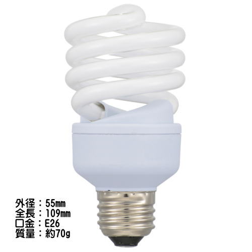 オーム電機 EFD25EL/18-SPB 電球形蛍光灯 100W形 E26口金 3波長電球色 エコデンキュウ スパイラル形 EFD25EL18SPB [2]
