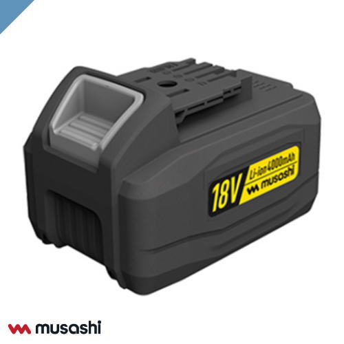 ●メーカー：ムサシ(musashi) ●形番：LiB-25 ●品名：Li-ion18Vバッテリー4000mAh ●重量：約645g ●電池：リチウムイオン電池 ●電圧：直流 18V ●容量：4000mAh ●対応機種 ・BCT-1000 充電式大枝カッター ・FW-1000 充電式大枝カッター ・HCS-6000 充電式ハンディチェーンソー ・PCS-6001 充電式ハンディ＆ポールチェーンソー ・PL-5001 充電式ポールバリカン 18V ・PL-5002 充電式ハンディ＆ポールバリカン ・WE-770 充電式除草バイブレーター18V バッテリーホルダー型■対応機種 本体はこちらから 　●充電式バリカン除草クリーナー FW-1000 　●充電式ハンディ＆ポール チェーンソー PCS-6001 　●充電式ポールバリカン18V PL-5001 　●充電式 ハンディ＆ポールバリカン PL-5002