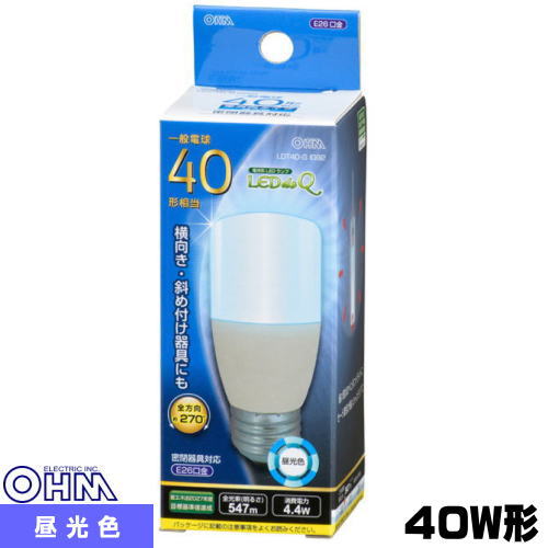 樂天商城 - オーム電機 LDT4D-G IG92 LED電球 T形 40W相当 昼白色 全方向 270度 E26 LDT4DGIG92
