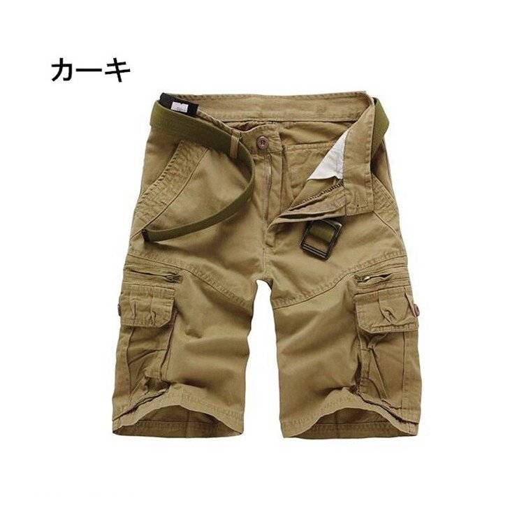 カーゴパンツ （ベルトなし）ショートパンツ 作業着 太め メンズ ハーフパンツ メ...