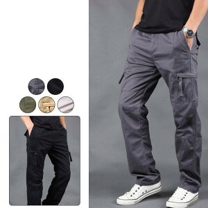 ズボン メンズ ワーク ロング丈 無地 カーゴパンツ パンツ ゆったり カジュアル かっこいい 動きやすい 20代 30代 40代