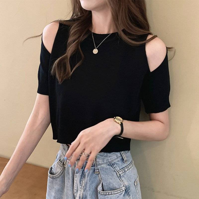 Tシャツ レディース ダンス 韓国 オフショルダー カットソー 半袖 ファッション 肩...