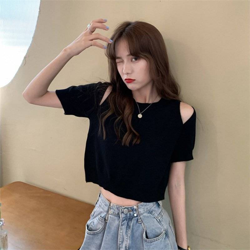 Tシャツ レディース ダンス 韓国 オフショルダー カットソー 半袖 ファッション 肩...