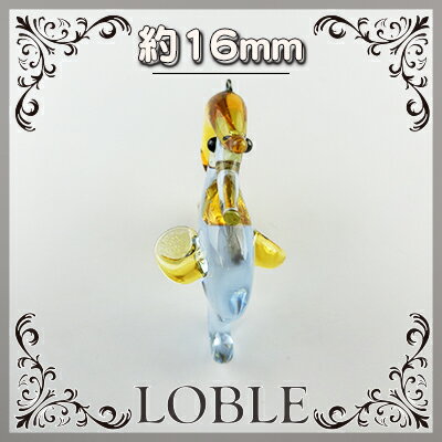 【ビーズ パーツ アニマルチャーム ガラスビーズ アクセサリー 動物】1個 ガラスフィギュア タツノオトシゴ 39mm×21mm 黄色 イエロー ガラス ネックレス ピアス イヤリング フィギュア インテリア 手芸 ハンドメイド 素材 手作り