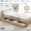 新生活 3種から選べるマットレス! Erin エリン バイカラー 宮棚 コンセント USBポート キャスター マットレス付き 引き出し収納 シングルベッド 幅9...