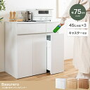 新生活 Basurero バスレーロ 45L ゴミ箱付き キッチンカウンター キャスター付き 幅75cm 3カラー ホワイト ナチュラル ブラウン 収納家具 キッチン レンジ台 リビング オフィス サロン シンプル カジュアル 北欧風 韓国風 新築 引越 一人暮らし インテリア家具