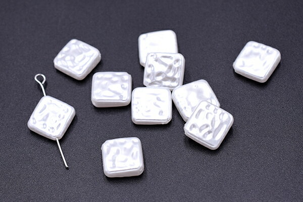 ABS製 パールビーズ 菱形 15×15mm ホワイト【20ヶ】