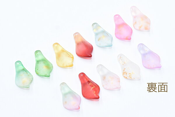 チェコガラスチャーム 金箔入り オランダカイウ 1穴 10×20mm 20個入