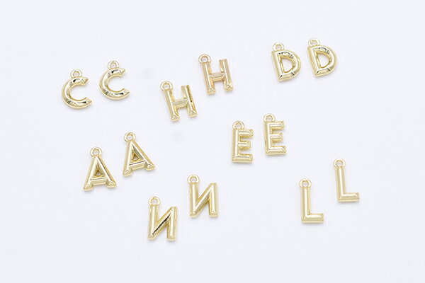金属チャーム アルファベット 1カン ゴールド【10ヶ】