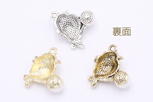 金属チャーム フクロウ パール付き 1カン 20×22mm ゴールド【4ヶ】