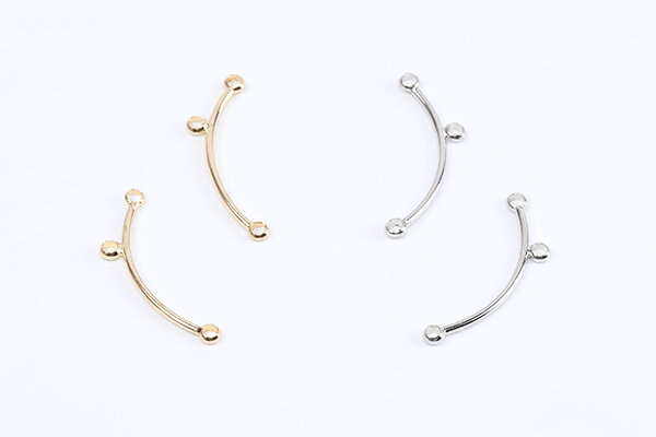 コネクターチャーム カーブ スティック 3カン付き 1×24mm（4ヶ）