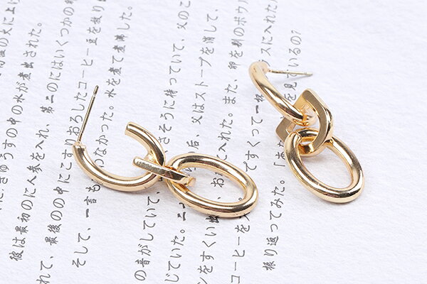 高品質デザインピアス 12×40mm ゴールド...の紹介画像3