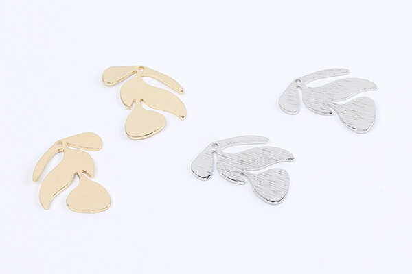 高品質メタルチャーム リーフチャーム 1穴 16×21mm（4ヶ）