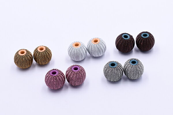 ウッドビーズ 布付き 丸玉 17mm【10ヶ】