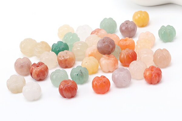 天然石ビーズ カラーミックス ラウンドビーズ筋入り 8×10mm（2ヶ）