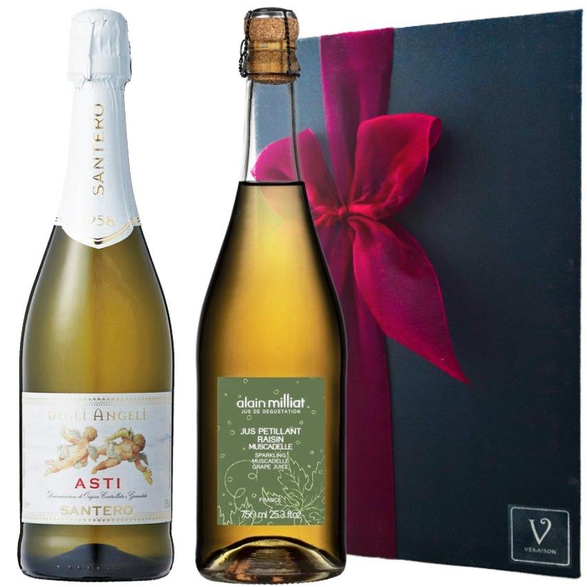 ワイン ギフト プレゼント ワイン ギフト お祝い サンテロ 天使のアスティ スパークリング 白 750ml /アランミリア スパークリング葡萄ジュース750ml 2本 ジュースセット シャンパン お返し 誕生日 メッセージのサムネイル