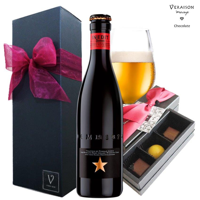 【全品P5倍 父の日 ビール ギフト 早割333円 メッセージ】チョコレート 高級 ビール ギフト プレミアム ビール イネディット ビール 330ml× ショコラ 3個入 ショコラ ボンボンショコラ 和 サンショウ ゴマ ユズ 誕生日 メッセージ