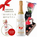  ワイン ギフト ありがとうを伝える スパークリングワイン HOPE ホープ カヴァ ブリュット750ml 1本 オリジナルBOX入 リボン付×ソープフラワー1輪×ボンボンショコラチョコレート 3個入：フランボワーズ/タンザニア/メキシック