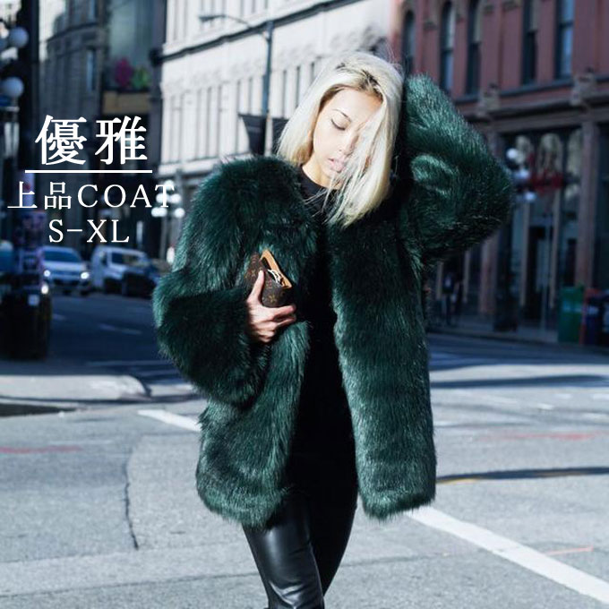 樂天商城 - ファーコート レディース 毛皮コート フォックス レディースファー フェイクファー ミドル丈コート きれいめ アウター 優雅 上品アウター おしゃれ 暖かい 防寒 冬服 秋服 新作 送料無料