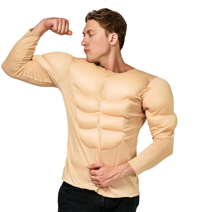 コスプレ 仮装 袖付き シリコン コスプレ 筋肉服 マッチョ 偽筋肉 偽腹筋 グラマー男性 仮装 イケメン筋肉 仮装 コスプレ 児童 キッズ ハロウィンウェア ハロウィン イベント おもしろ 舞台 衣裳 仮装 簡単に変装 道具 舞台演出 送料無料 3