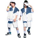 ダンス衣装 派手 ストリート B系 原宿 レッスン ダンスウェア ジャッズ hiphop キッズダンス衣装 セットアップ ロングパンツ ダンス衣装 上下セット デニムジャケット パンツ ヒップホップ 男の子 女の子 トップス 子供服 ヒップホップ