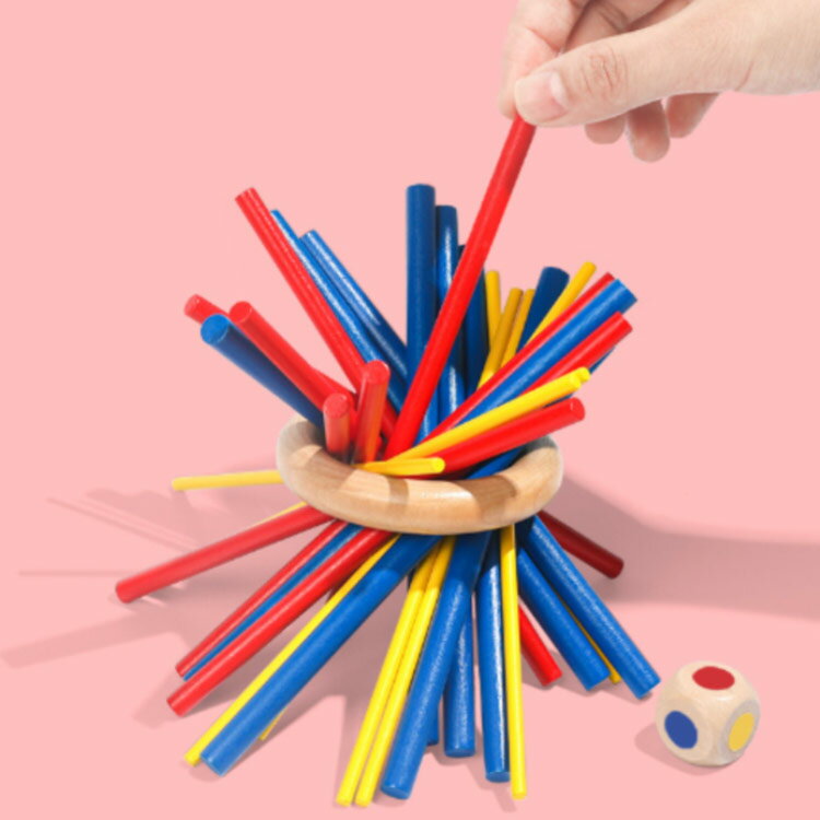 棒抜き ボードゲーム 木製 抜き取りゲーム バランスゲーム テーブルゲーム おもちゃ カラフル 積み木ブロック 立体パズル ドミノブロック サイコロ付き 子供 大人 知育玩具 プレゼント スティッキー玩具 3