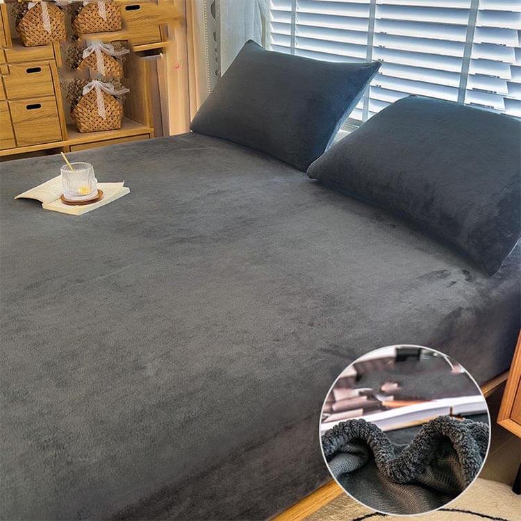 暖かい ダブル ボックスシーツ あったか ベッドシーツ もこもこ ふわふわ マイクロファイバー 冬用 おしゃれ マットレスカバー ベッドカバー 防寒 丸洗いOK 北欧 秋 冬 寒さ対策