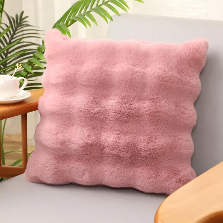 クッション 暖かい フェイクファー ふわふわ 正方形 北欧 エコファー 柔らかい 45×45cm もこもこ 洗える 四角形 正方形 無地 ソファ背当て 高級感 おしゃれ インテリア シンプル [2]