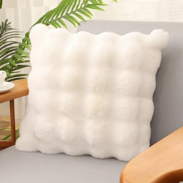 クッション 暖かい フェイクファー ふわふわ 正方形 北欧 エコファー 柔らかい 45×45cm もこもこ 洗える 四角形 正方形 無地 ソファ背当て 高級感 おしゃれ インテリア シンプル [3]