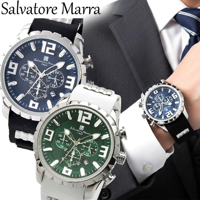 Salvatore Marra - サルバトーレマーラ Salvatore Marra 腕時計 メンズ ラバーベルト クロノグラフ アナログ カレンダー SM15107