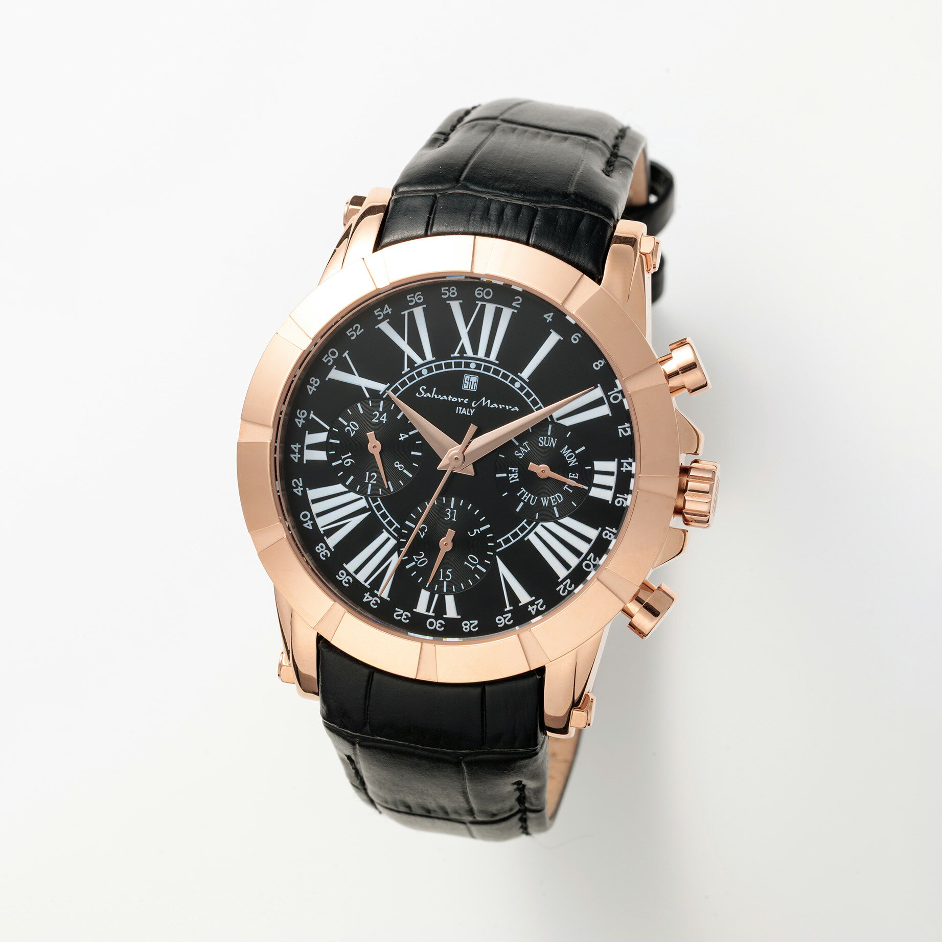 Rakuten - 【スーパーSALE開催中！】Salvatore Marra サルバトーレマーラ　腕時計 マルチファンクション　SM25101-PGBK メンズ レディース 時計 ギフト