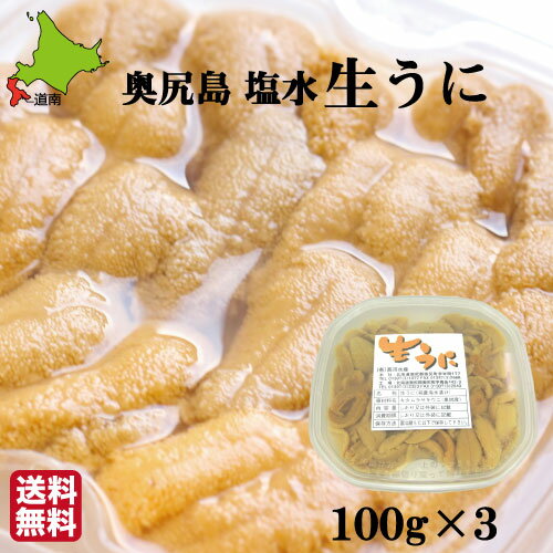 予約受付中【1ヵ月限定】奥尻島産 高級 天然生うに 島ウニ塩水パック 300g (100g×3) 北海道 キタムラサキウニ 塩水うに ミョウバン不使用 国産 雲丹 海鮮 海鮮丼 ギフト【高田水産】送料無料 産地直送 産直 クール便 冷蔵