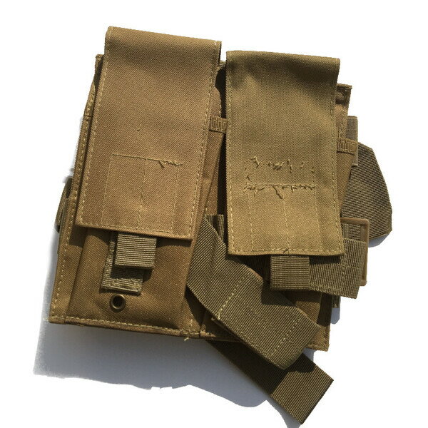 【アウトレット品】ミリタリー 2連レッグポーチ TAN 砂漠色 MOLLEシステム対応 サバゲー サバイバル BDU マガジン マガジンポーチ