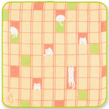 【ハンカチ】なごみはんかち ねこと格子 【追跡可能メール便送料無料!】【 日本製 ハンカチ レディース ガーゼ ハンドタオル タオルハンカチ パイル 綿100% 和風 和柄 ねこ ネコ CAT 白猫 障子猫 障子破り グッズ かわいい おしゃれ ピンク 桃色 】