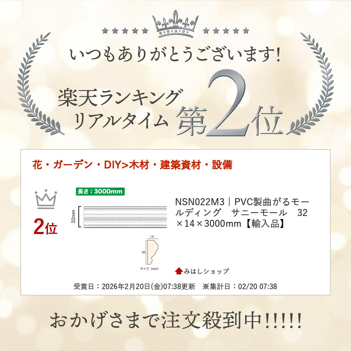 NSN022M3��PVC���ʤ���⡼��ǥ��󥰡����ˡ��⡼�롡32��14��3000mm��͢���ʡ�