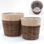 ナチュラル素材のツートンカラー陶器よりずっとお求めやすい籐製鉢カバー　10号鉢用