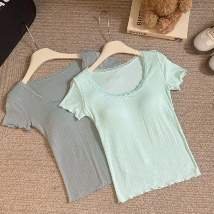 Tシャツ カットソー レディース リブ Uネック 半袖 インナー カップ付き 半袖 Tシャツ 半袖tシャツ カップ付きtシャツ インナーシャツ 夏 無地tシャツ お洒落 ストレッチ 通気性 スポーツ 夏物 部屋着 ヨガ シンプル 速乾 シンプル 送料無料