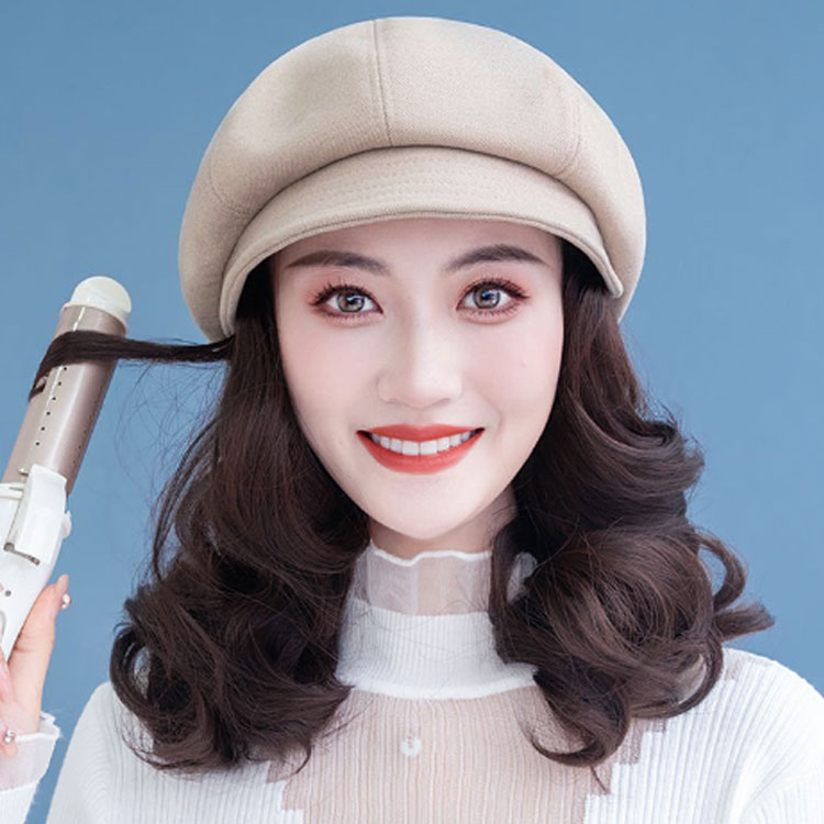 業務SHOP SaK24の毛付き帽子 ウィッグ 付き 帽子 キャスケット 髪付き帽子 ウィッグ付き帽子 レディース 帽子付きウィッグ 医療用帽子 医療用ウィッグ ウィッグ付き 帽子 ハット 小顔効果 自然 ロング カール ウェーブ 人工毛 耐熱 かつら アイロン使用可｜アングル3
