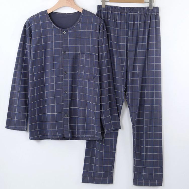 パジャマ 長袖 前開き ロングパンツ 上下セット チェック柄 100%綿 寝巻き メンズ 男性 秋 冬 ルームウェア セットアップ 長袖 長ズボン ナイトウェア 部屋着 おしゃれ ナチュラル 40代 50代 60代 70代 80代 高齢者 シニアファッション 入院 敬老の日 プレゼント 【送無】
