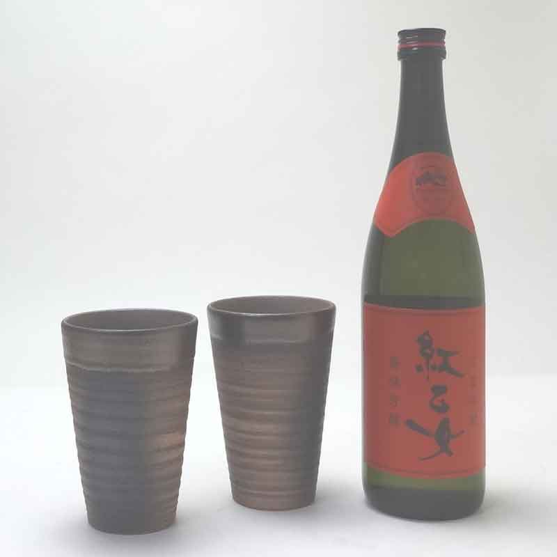 【最大2000円オフクーポン26日1:59迄】備前金彩ペアカップ 陶芸作家 安藤嘉規作(日本製萬古焼) 紅乙女酒造 胡麻祥酎 焙煎胡麻仕込み 紅乙女 25度 720ml(福岡県)