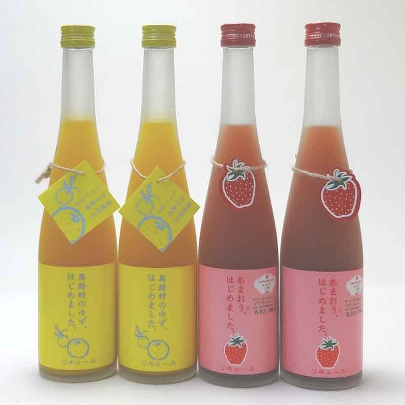 篠崎果物梅酒4本セット ( ゆず梅酒2本 あまおう梅酒2本 ( 福岡県 )500ml×4本