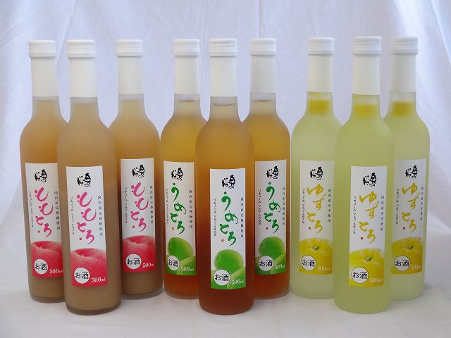 トロリとしたとろとろセット9本 (うめとろ×3本 ももとろ×3本 ゆずとろ×3本) 500ml×9本