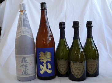 パーティー祝乾杯酒 22人分セット ドンペリニヨン 白 正規輸入品750ml×3本 (100ml×22人分) 三重県日本酒 生詰原酒 華火1800ml 芋焼酎 森伊蔵1800ml