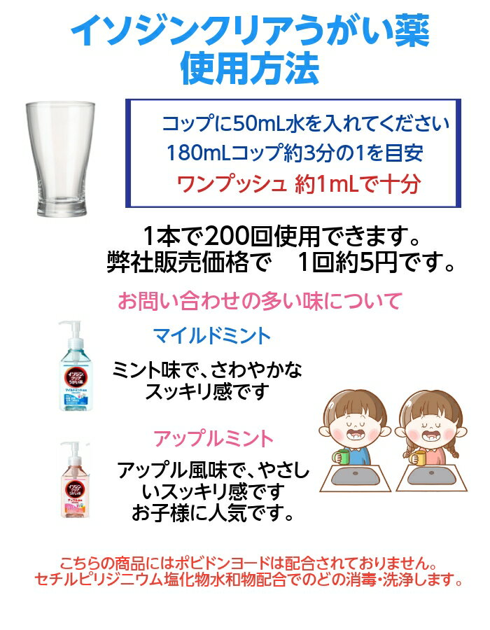 イソジンクリアうがい薬 アップルミント味 うがい200回分 のどの殺菌消毒 200mL 無色透明 指定医薬部外品 あす楽