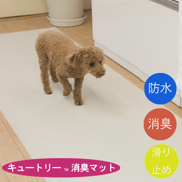 消臭マット 「キュートリー」 65cm×65cm 日本製|ペット 犬 猫 小型犬 中型犬 大型犬 老犬 老猫 介護 介助 シート ラグ 無地 ブラウン グリーン アイボリー フリーカット 防水 消臭 防滑