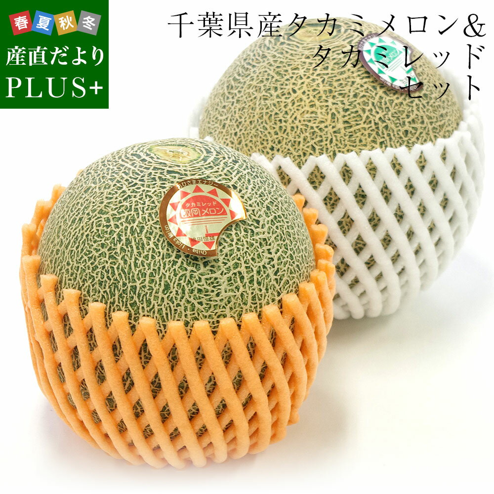 千葉県産 タカミメロンセット 特秀品 3Lサイズ（タカミメロン(青肉)1玉＆タカミレッド(赤肉)1玉）送料無料 貴味メロン たかみのサムネイル