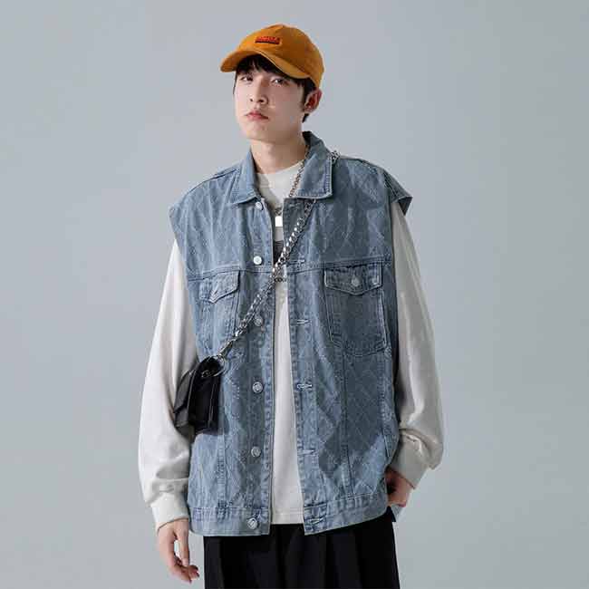 Rakuten - 【トップス・ベスト】デニムベスト チョッキ ノースリーブ Gジャン 格好いい