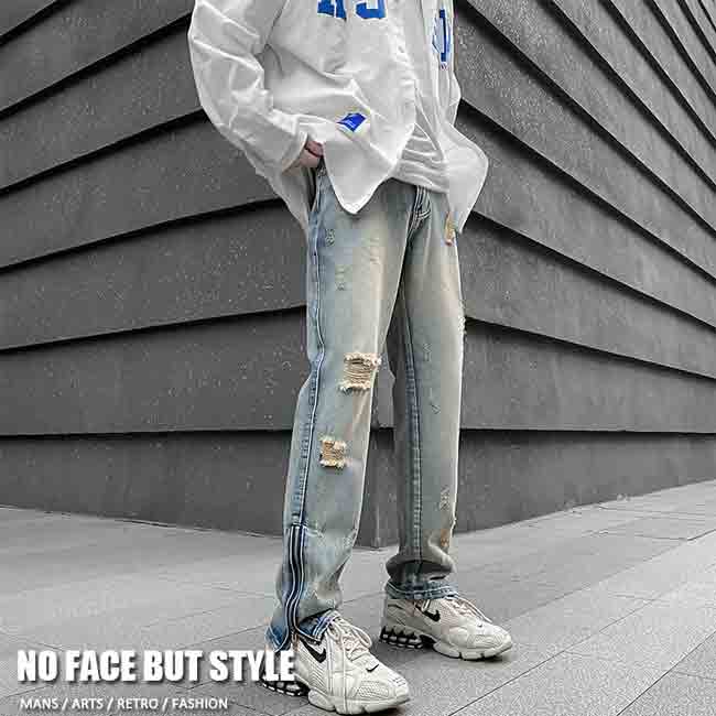 樂天商城 - 【デニム・パンツ】ジーンズ メンズ デニムパンツ バイクパンツ ストレート 個性