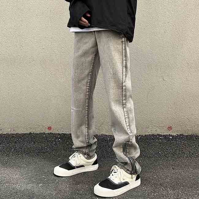 [데님 바지] 청바지 남성 데님 바지 자전거 바지 스트레이트 개성