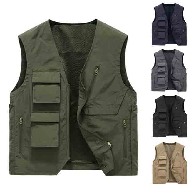 Rakuten - 【トップス・ベスト】メンズ ベスト フィッシングベスト メッシュ アウトドア Vネック 収納 魚釣り 旅行 大人気 ベスト サマーベスト 多機能ベスト